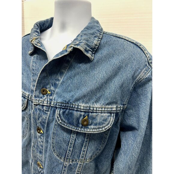 LEE Dungarees Denim Jacket Mens Sz XL USA Sanforized Trucker Vintage Medium Wash - Picture 2 of 9